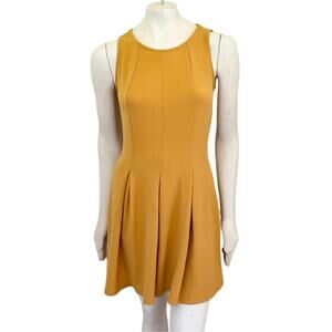 TYCHE Fit & Flare Textured Skater Dress in Marigold Yellow SZ S